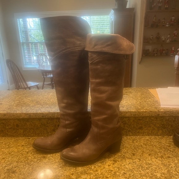 Frye Shoes - Frye Jane over the knee or cuffed leather boots brown size 8 Made in Mexico